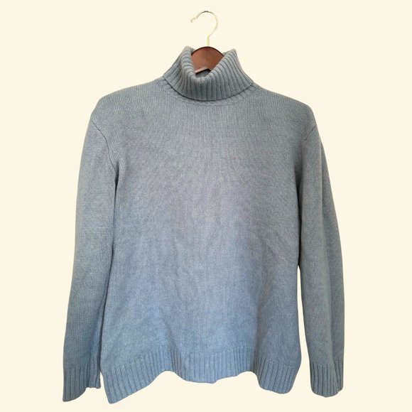 Ralph Lauren Collection Light Blue 100% Cashmere Turtleneck Sweater | Size L - Picture 1 of 7